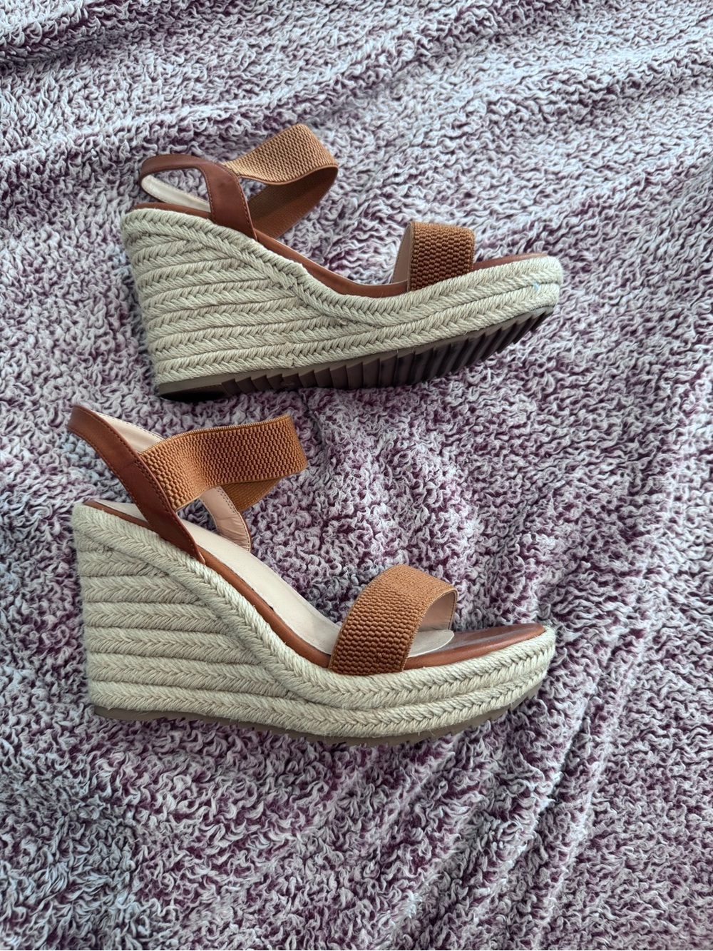 Women's Tan Espadrille Wedge Sandals